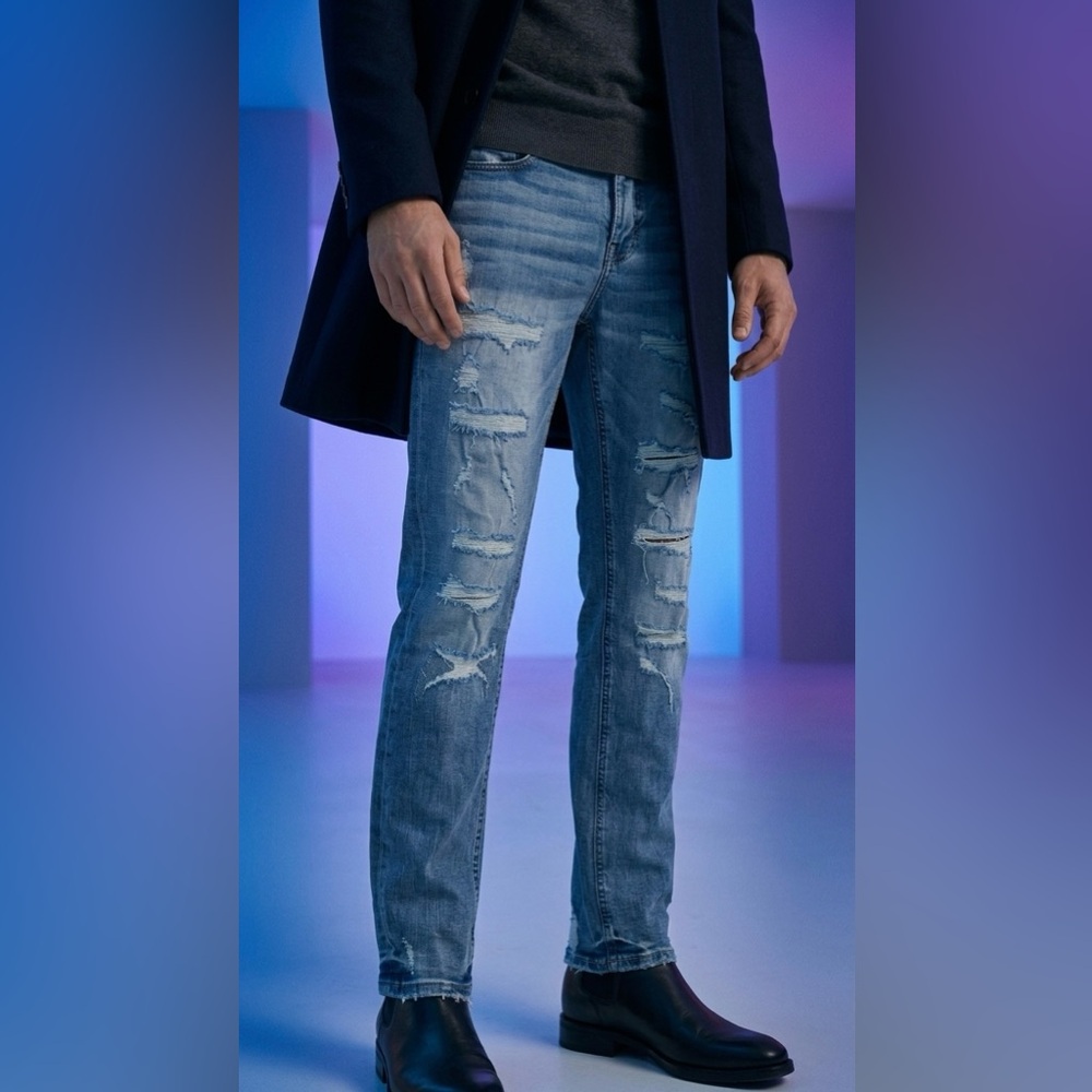 Men's Slim Fit Distressed Denim Jeans